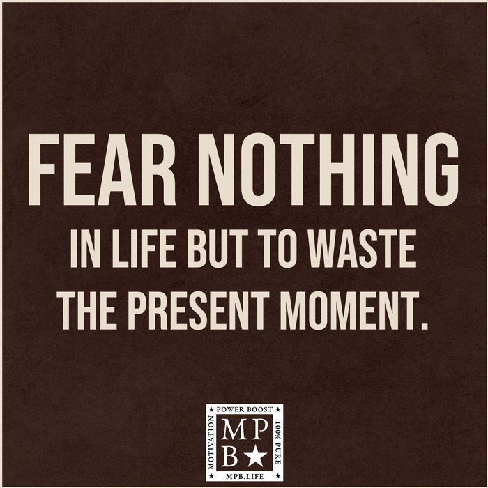 Fear Nothing In Life But To Waste The Present Moment