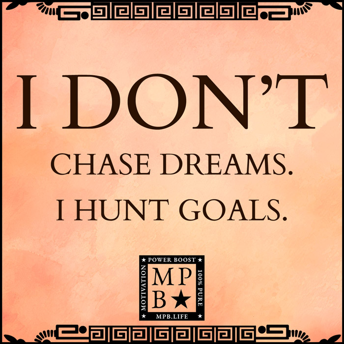 I Don't Chase Dreams, I Hunt Goals