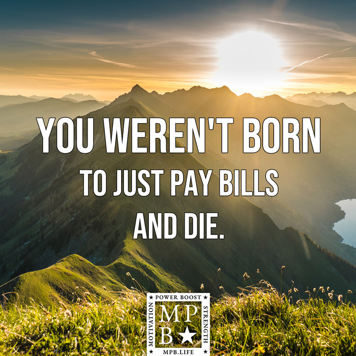 You Weren't Born To Just Pay Bills And Die